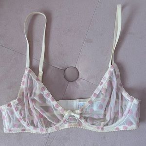 Forever 21 Ivory mesh heart bralette